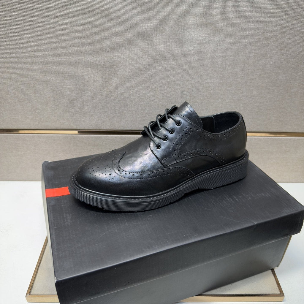 Prada Black Brogue Lace-Up Shoes — front