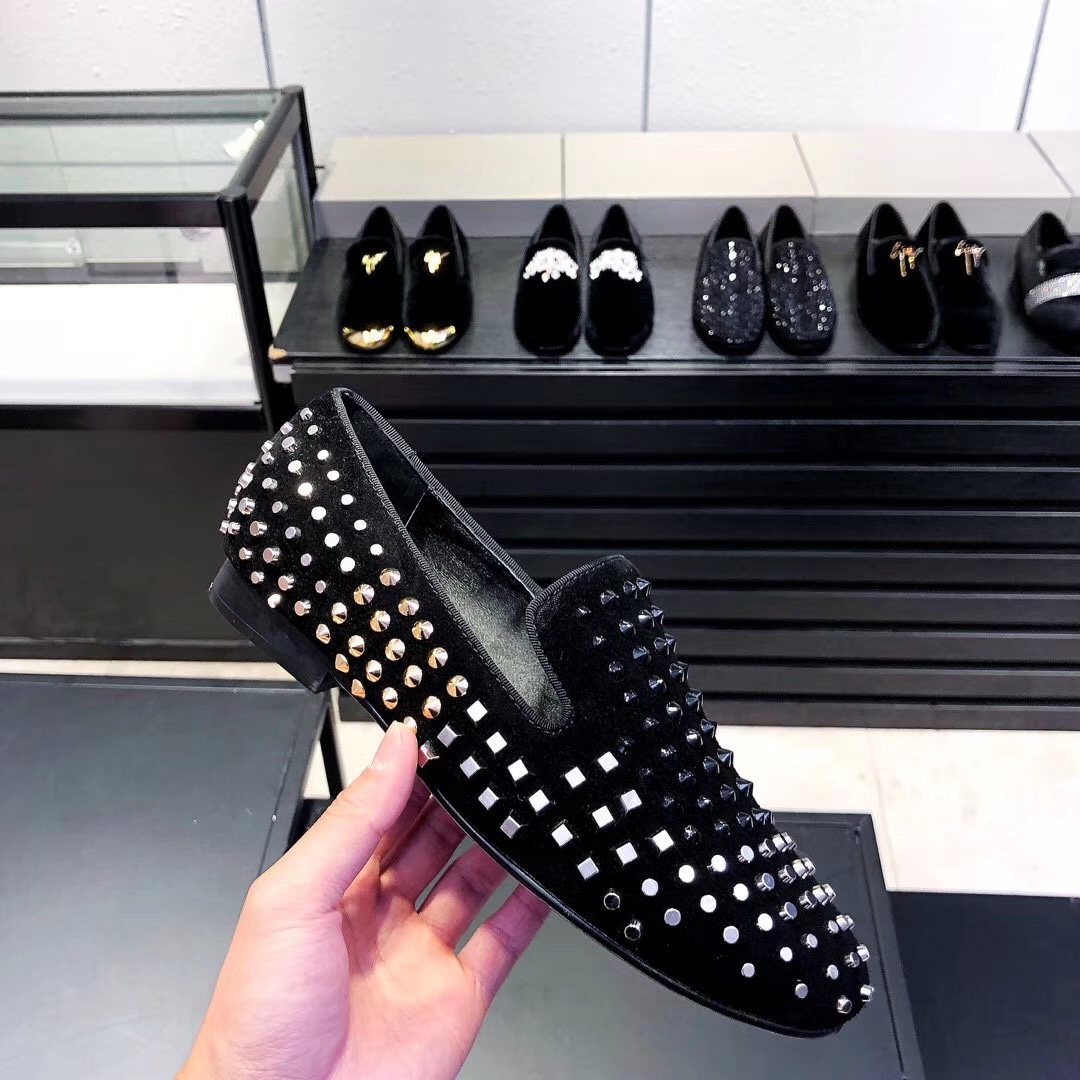 Giuseppe Zanotti Black Studded Slip-On Shoes — side