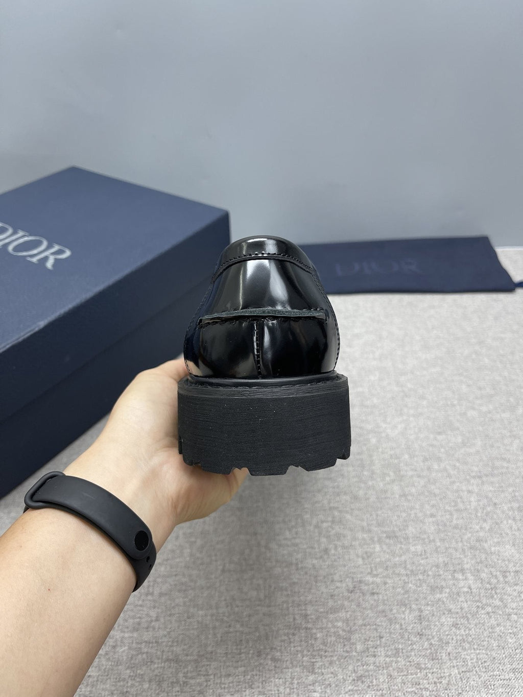 Dior Black Buckle Loafers — back