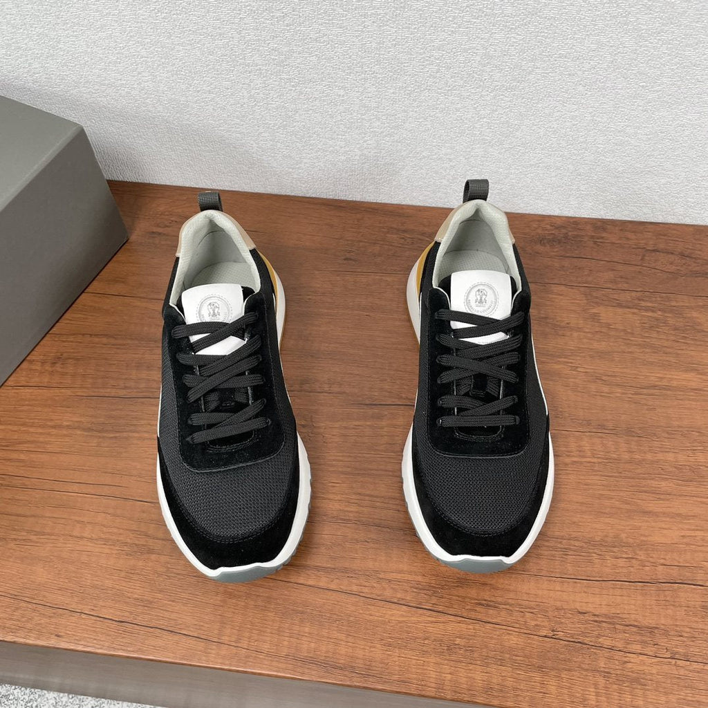 Brunello Cucinelli Knit Panel Low-Top Sneakers — front