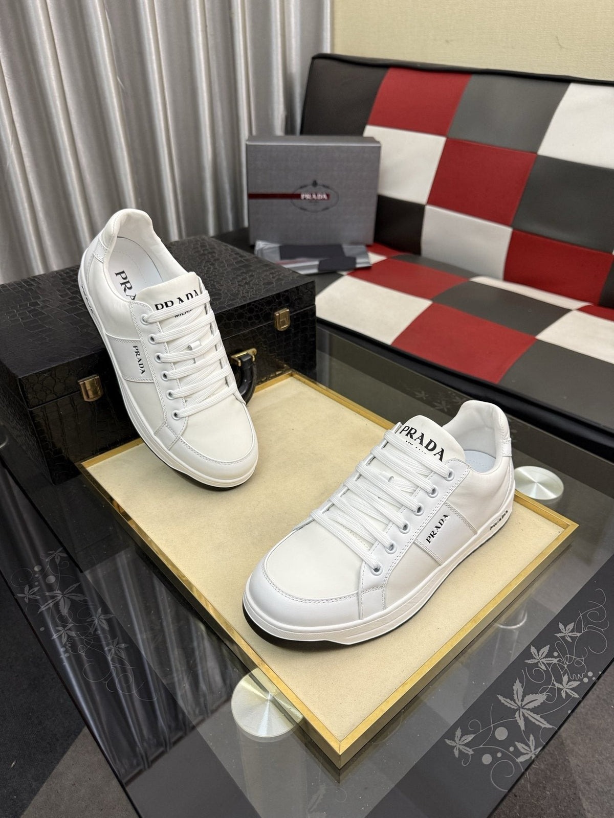 Prada Low-Top Lace-Up Sneakers — model