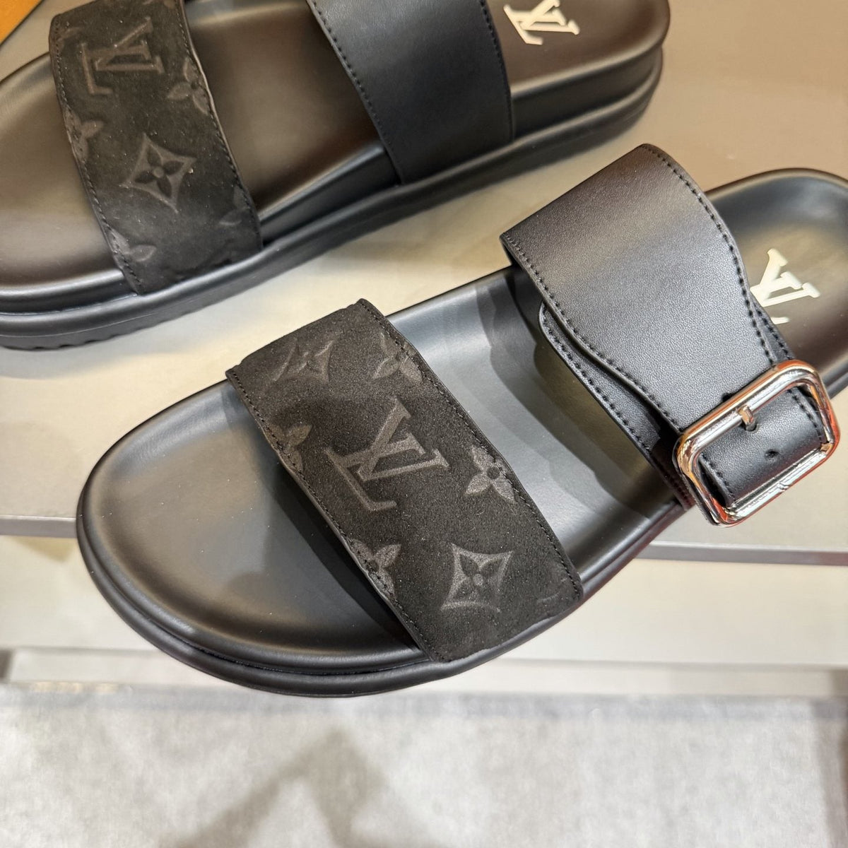 Louis Vuitton Two-Strap Slide Sandals — front