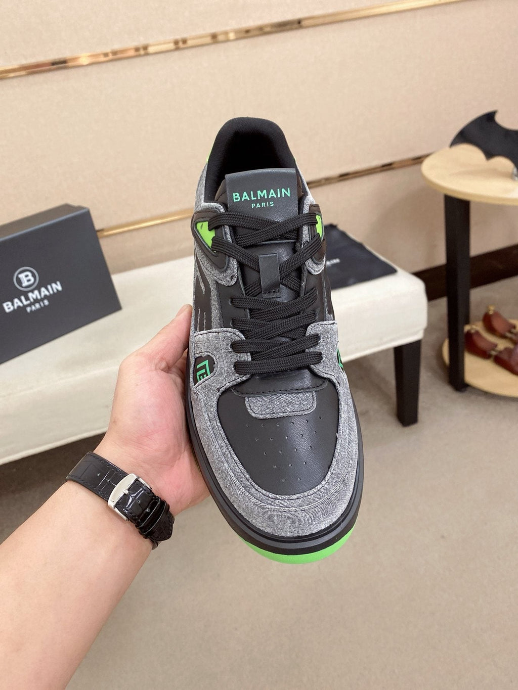 Balmain Color-Block Low-Top Sneakers — front