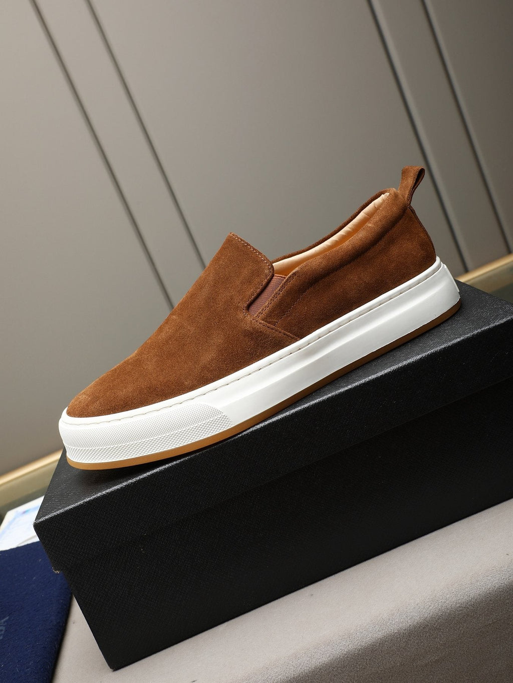 Prada Leather Slip-On Sneakers — side