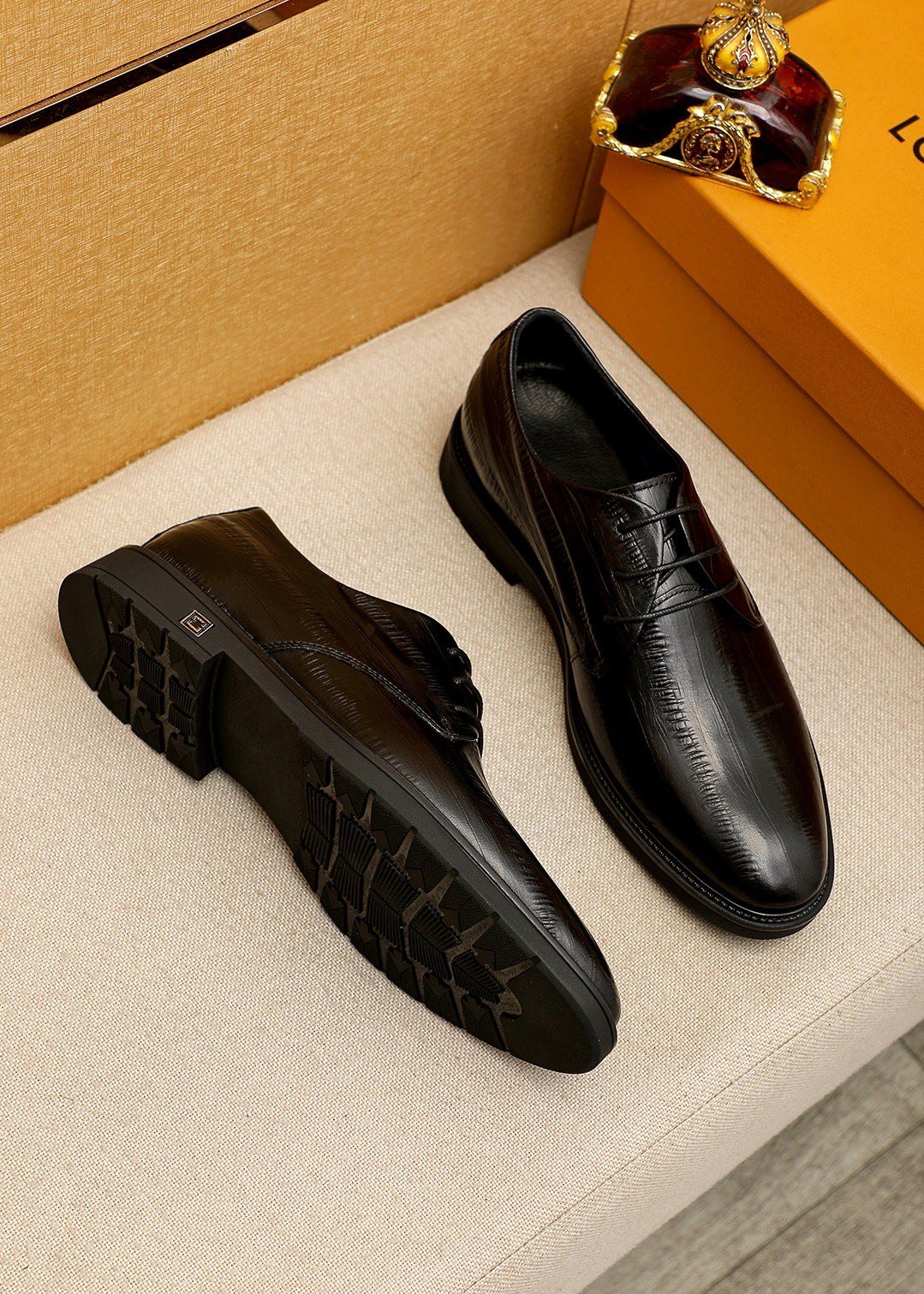 Louis Vuitton Black Lace-Up Dress Shoes — side