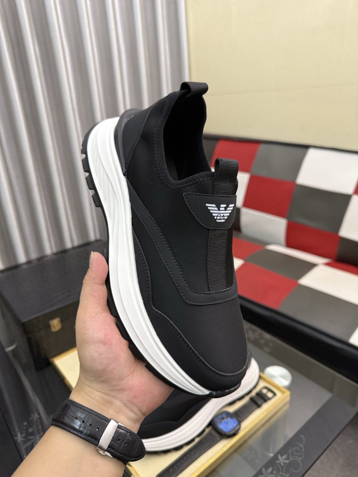 Armani Layered Slip-On Sneakers — side