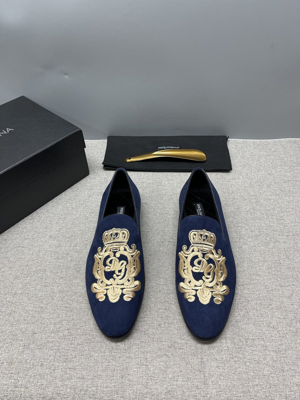Dolce & Gabbana Crown Embroidered Loafers — front