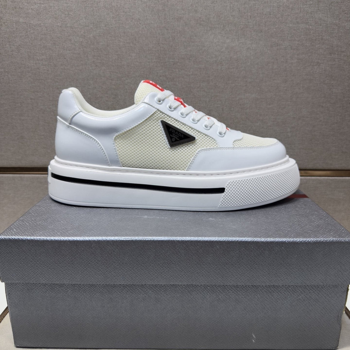 Prada Contrast Panel Low-Top Sneakers — side