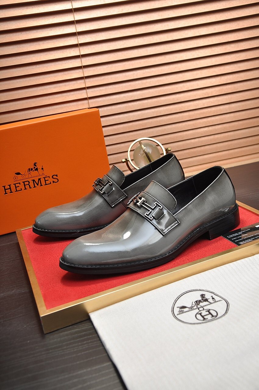 Hermès H-Hardware Leather Loafers — front